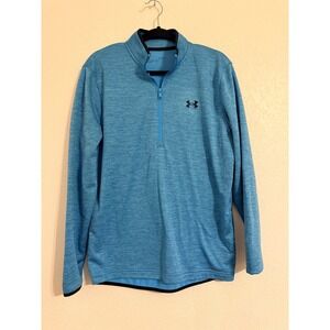 Under Armour Mens Medium Blue Heather Quarter Zip Pullover Loose Fit Activewear
